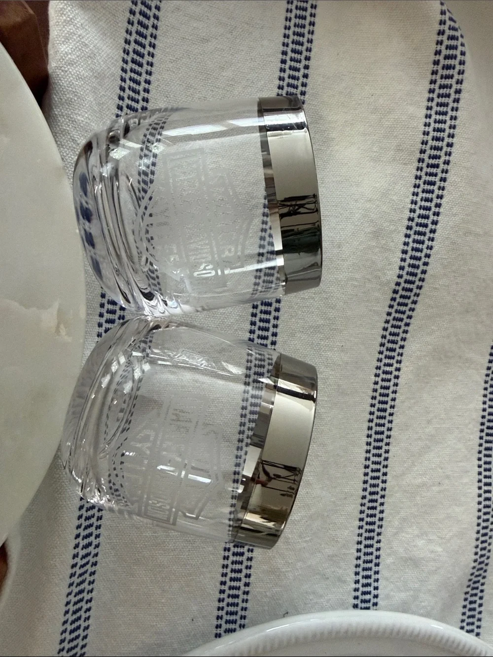 Harley-Davidson Clear Glass Tumblers with Silver Rim - Set of 2